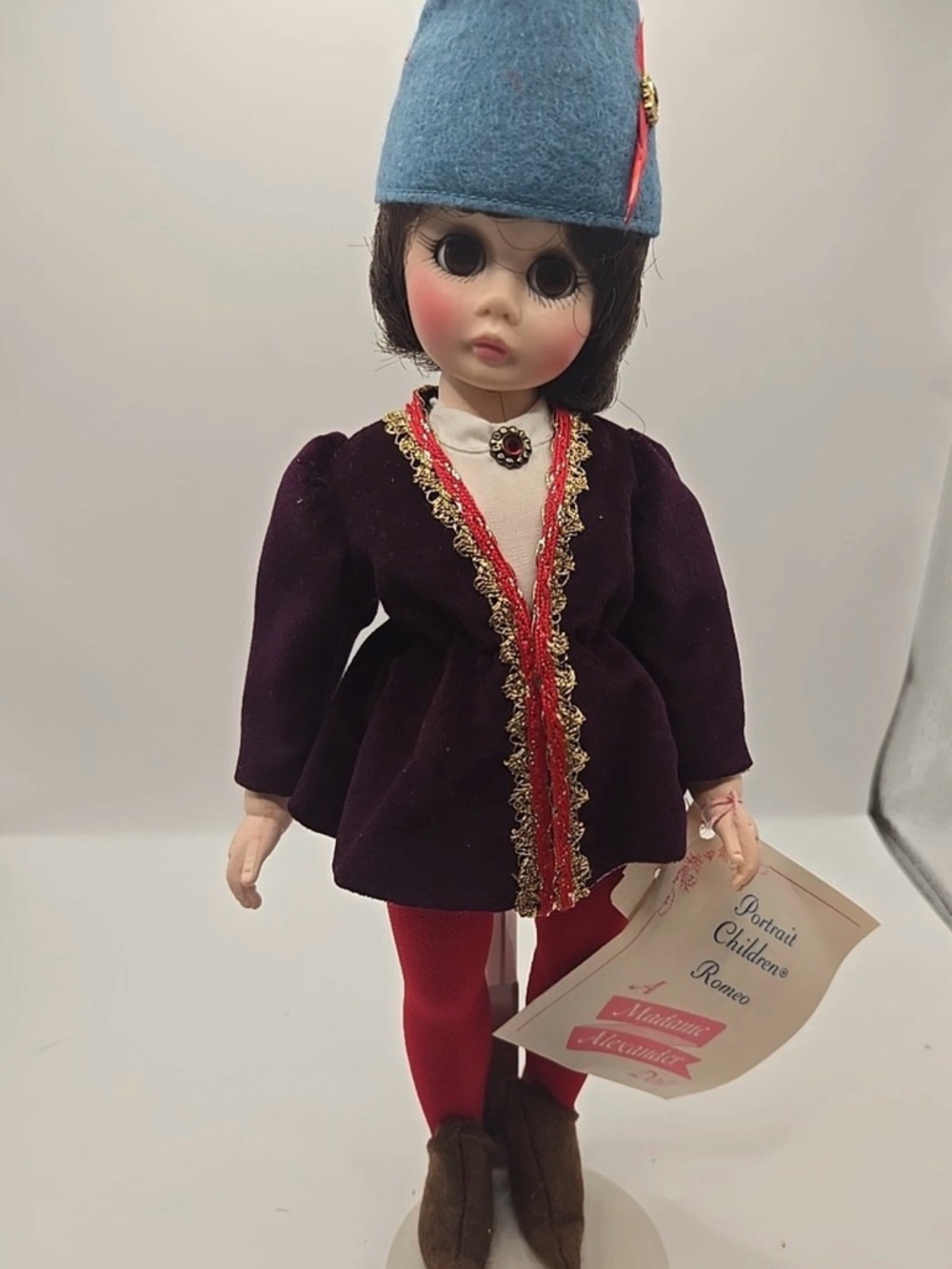 Madame Alexander Deep Burgundy Coat with Red Trim